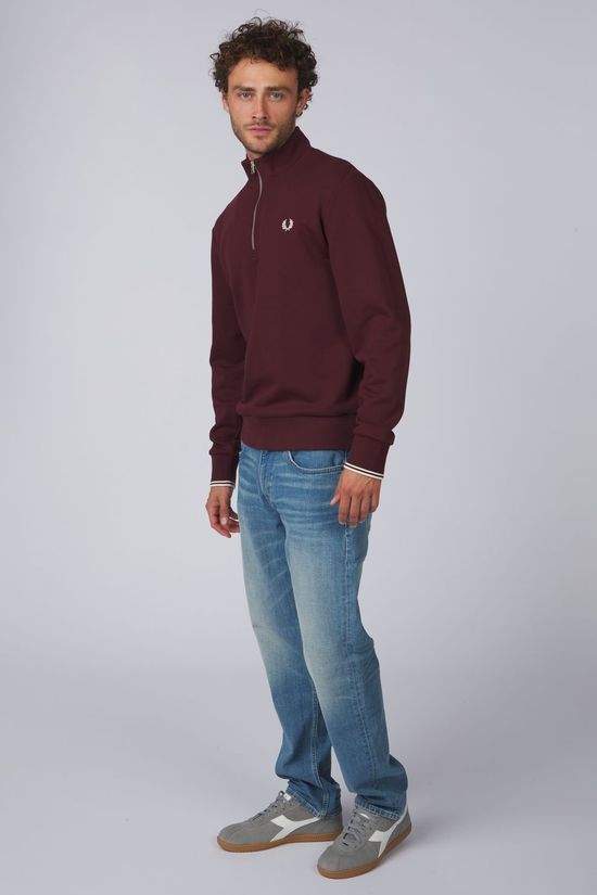 Fred Perry Pull Half Zip Oxblood/Ecru