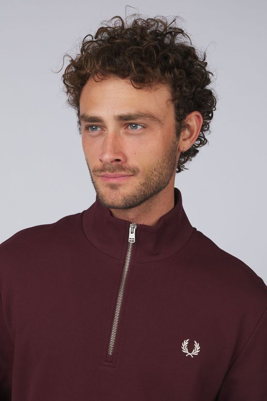 Fred Perry Pull Half Zip Oxblood/Ecru
