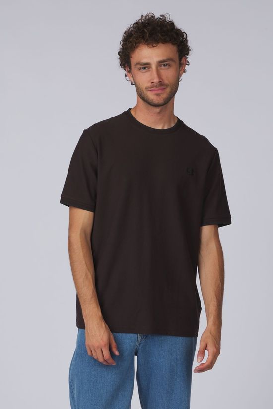 Fred Perry T-Shirt Trim Detail Crepe Pique Tshirt Sharp Rich Brown