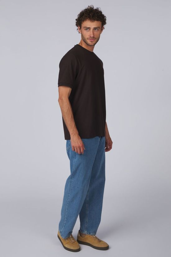 Fred Perry T-Shirt Trim Detail Crepe Pique Tshirt Sharp Rich Brown