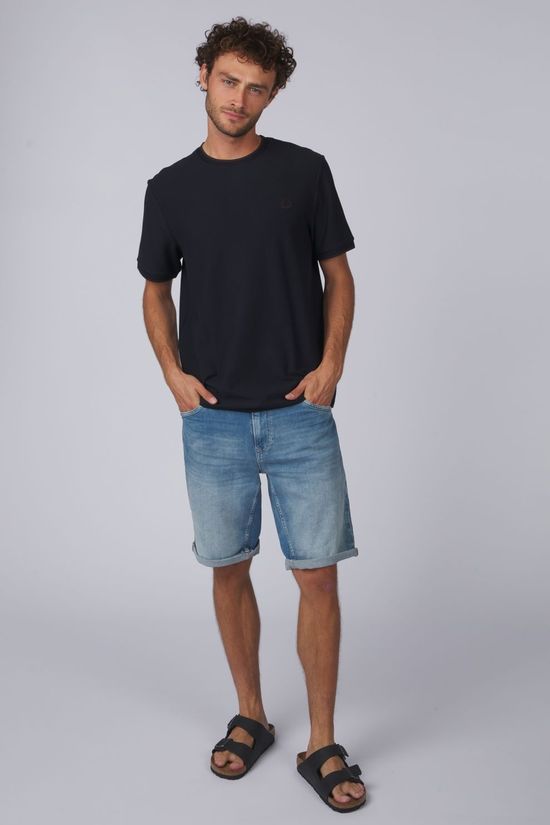Fred Perry T-Shirt Trim Detail Crepe Pique Tshirt Sharp Navy