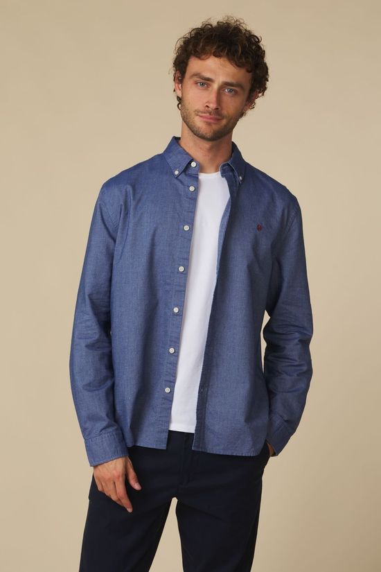 Superdry Chemise Preppy Oxford L/S Shirt Indigo Blue Chambray