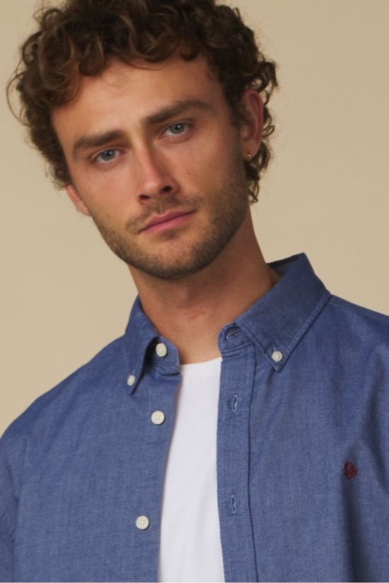Superdry Chemise Preppy Oxford L/S Shirt Indigo Blue Chambray
