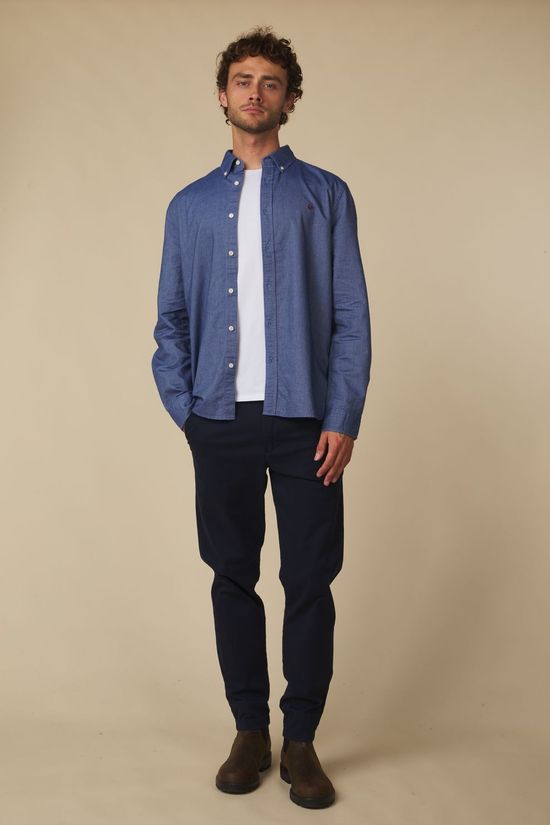 Superdry Chemise Preppy Oxford L/S Shirt Indigo Blue Chambray