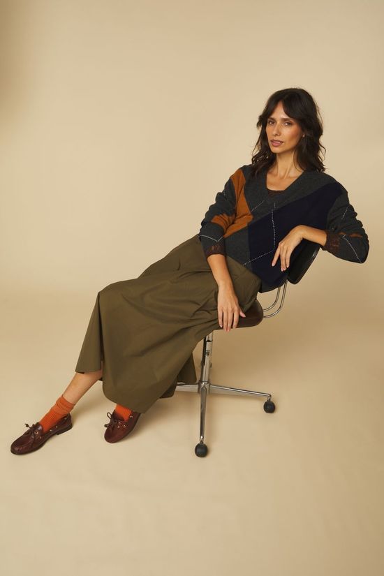 Jc Sophie Pull Philippa Grey/Cognac Argyle