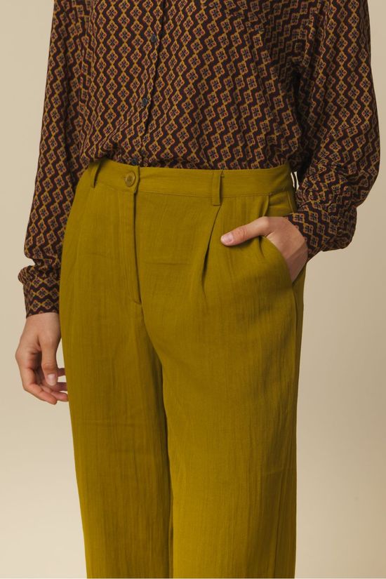 King Louie Broek Lynn Mustard Green