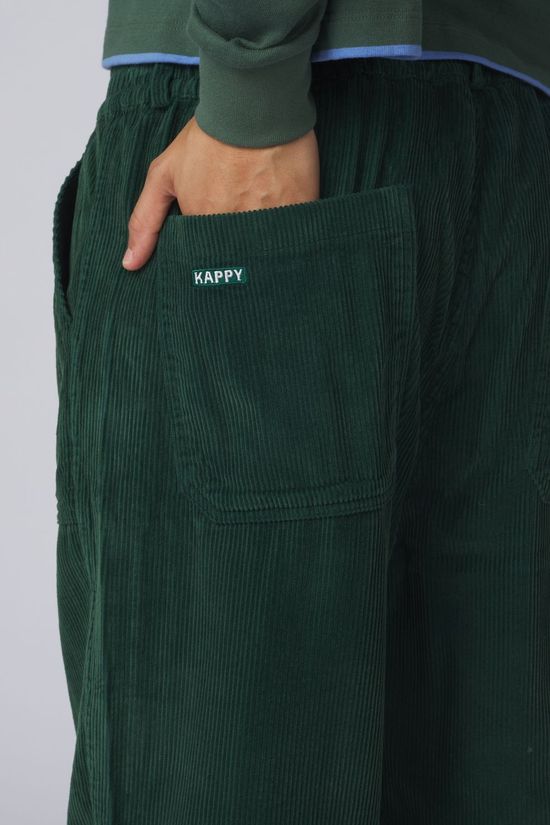Kappy Design Pantalon One Tuck Fatigue Corduroy Pants Forest