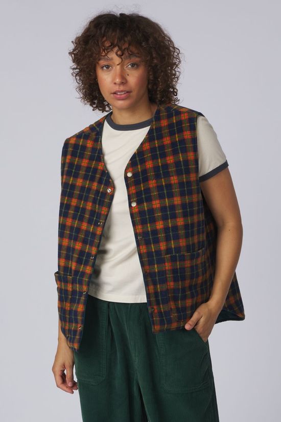 Kappy Design Gilet Reversible Nylon Check Vest Green