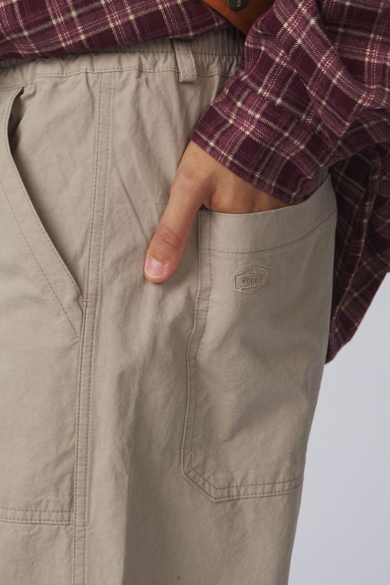 Kappy Design Pantalon One Tuck Wide Fatigue Pants Beige