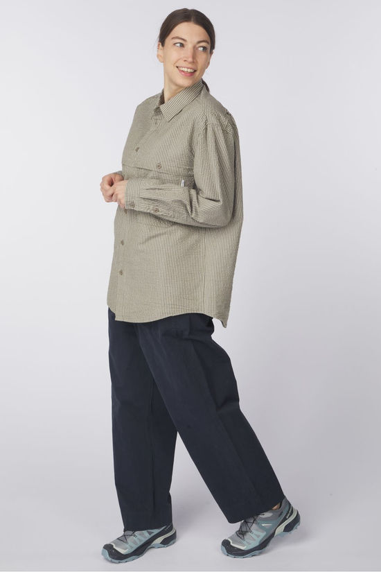Kappy Design Chemise Stripe Pocket Work Shirt Khaki