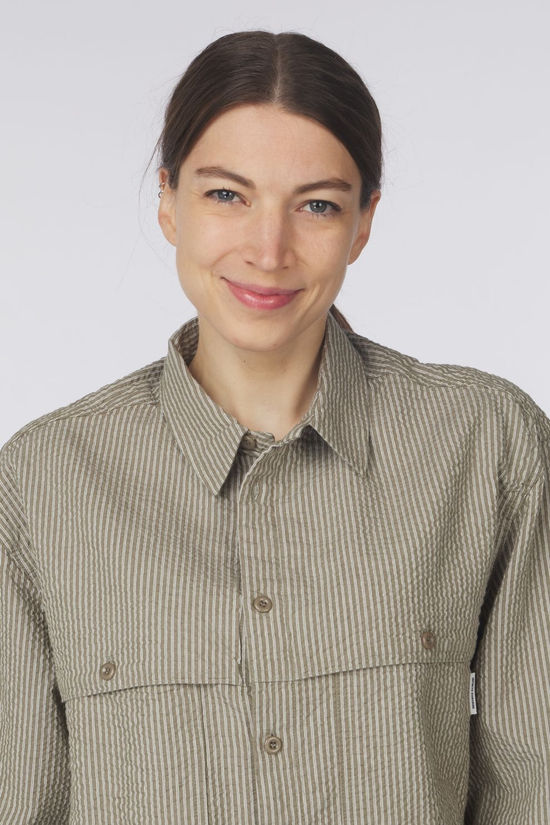 Kappy Design Chemise Stripe Pocket Work Shirt Khaki