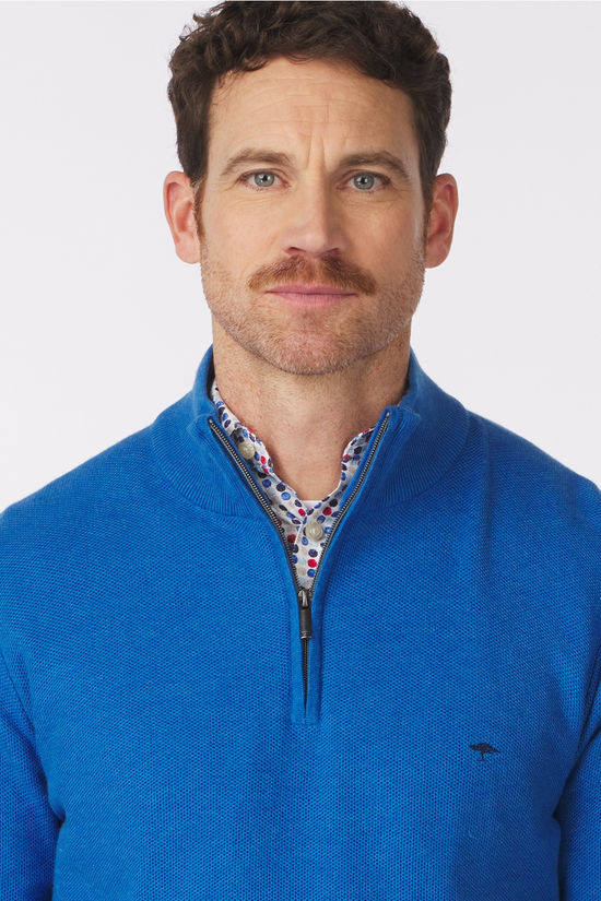 Fynch-Hatton Trui Troyer-Zip Strong Blue