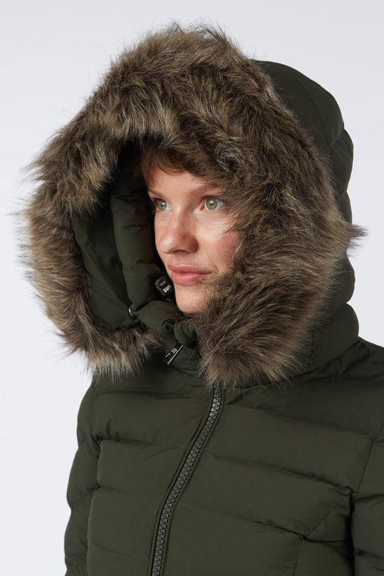 Superdry Jas Fuji Faux Fur Hood Mid Length Surplus Goods Olive Green