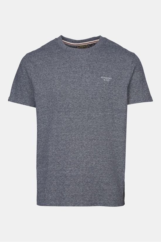 Superdry T-Shirt Essential Stacked Logo Embroidered T-Shirt Eclipse Navy/Grey Feeder/Grey