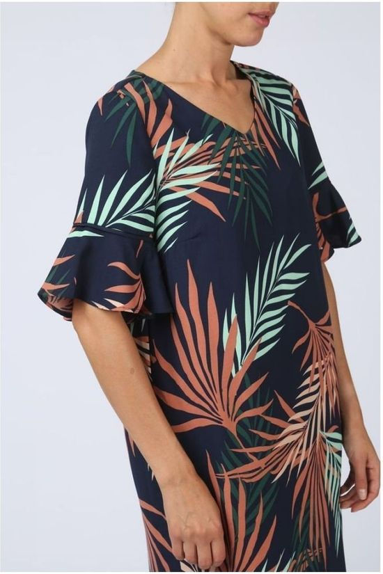 Vero Moda Jurk Aka 2/4 Palm  Dark Blue/Ass. Flower