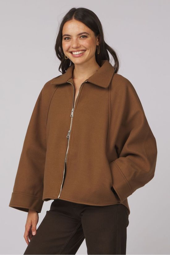 With Black Mantel Jackie Batsleeve Camel