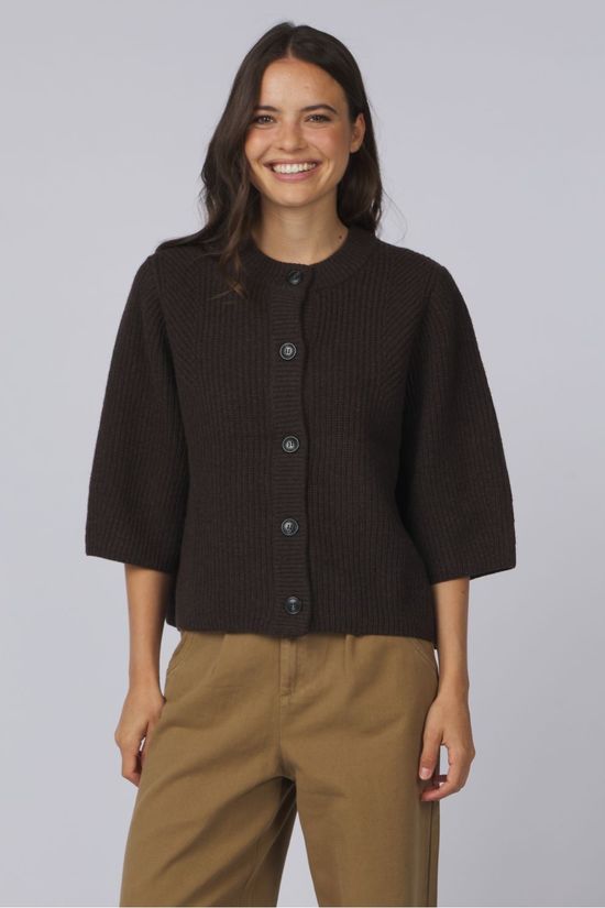 With Black Cardigan Vivianna Dark Brown