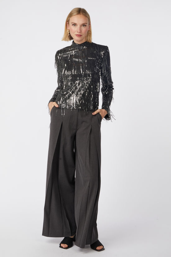 Object Broek Mathilda Dark Grey Melange