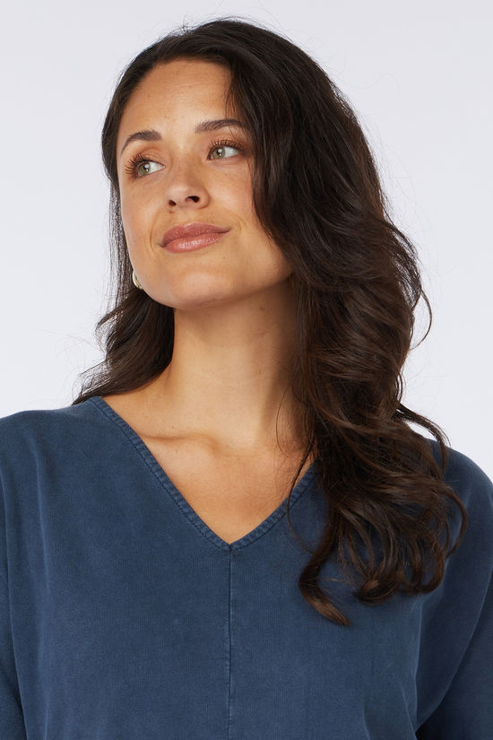 Vila Robe Holly Sweat Navy Blazer Detail:Acid Wash