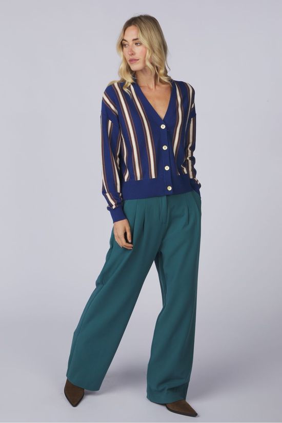 Vila Cardigan Lucina Navy Peony Stripes:Nutach + Birch