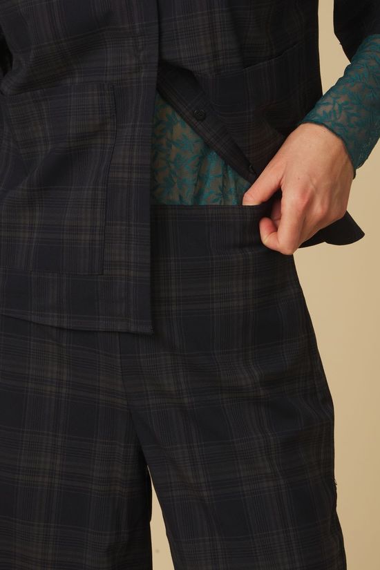 Vila Broek Sina Wide Check Navy Blazer Aop:Checks