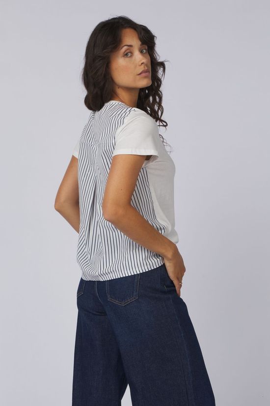 Vero Moda T-Shirt Fie Box Snow White Stripes:Navy Peony