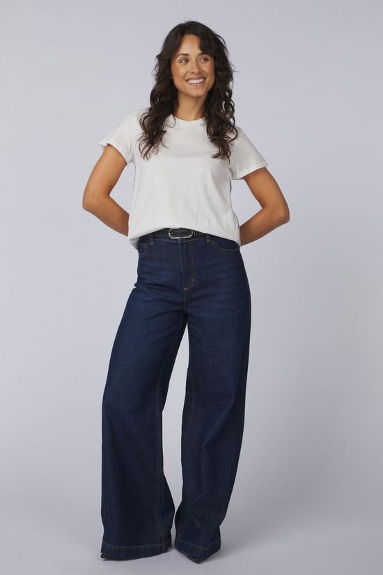 Vero Moda T-Shirt Fie Box Snow White Stripes:Navy Peony