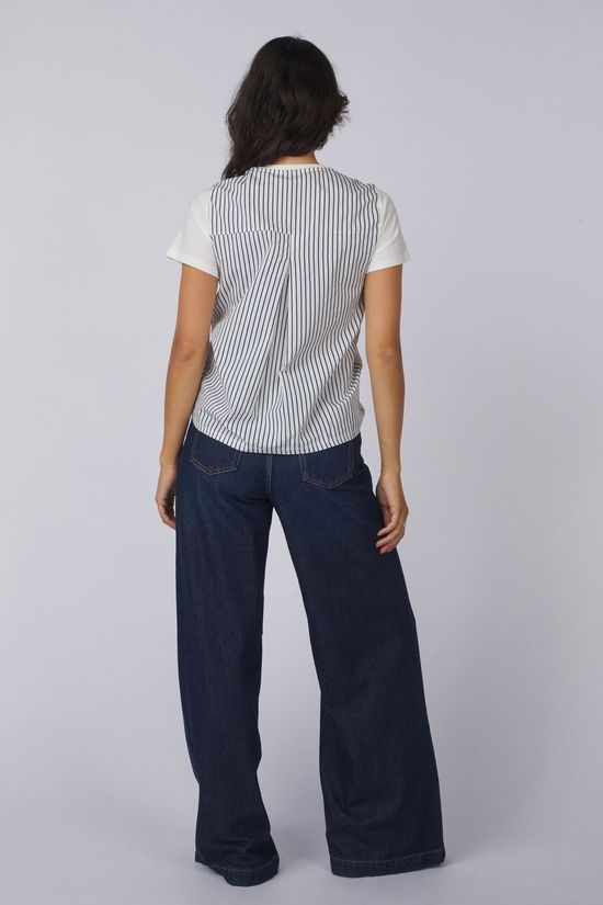 Vero Moda T-Shirt Fie Box Snow White Stripes:Navy Peony