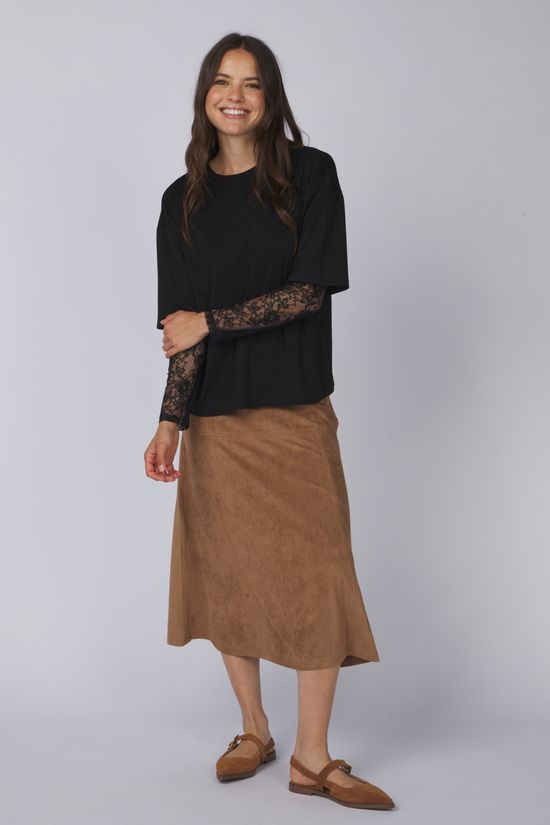 Only T-Shirt Tahlia Black Detail:Dtm Lace