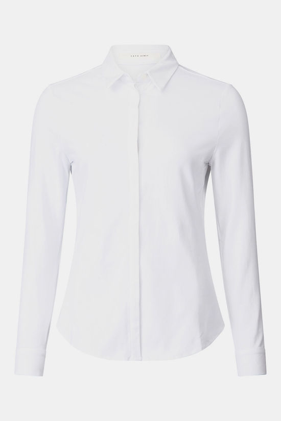 Yaya Chemise Soft Jersey Cotton Blend Shirt With Blind Placket Pure White