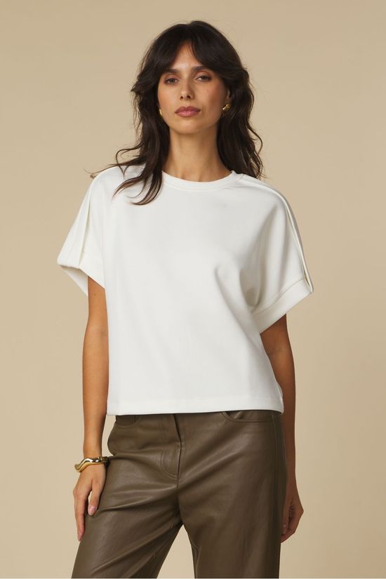 Yaya T-Shirt Sleeveless Sweatshirt With Pleated Off White