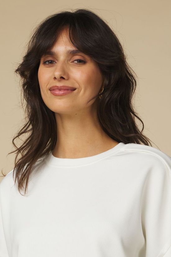 Yaya T-Shirt Sleeveless Sweatshirt With Pleated Off White