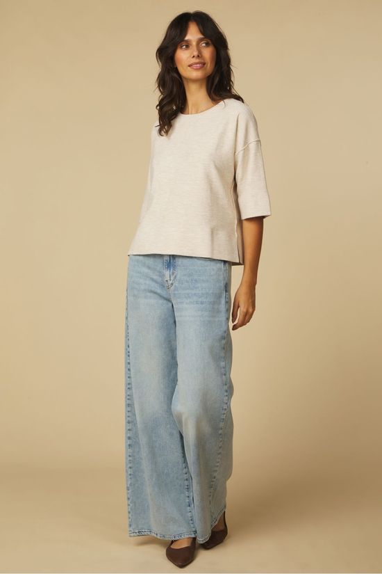 Yaya Trui Oversized Knitted T-Shirt Almond Peach Pink Melange