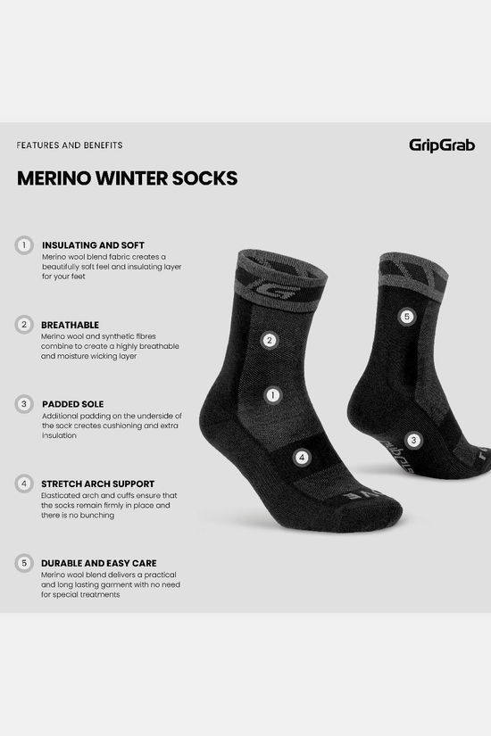 GripGrab Chaussettes  Merino Winter black