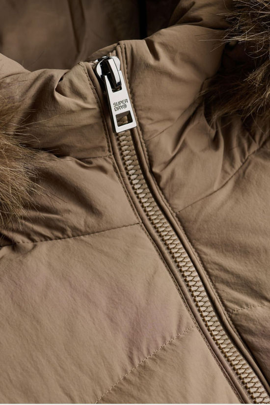 Superdry Veste Hooded Faux Fur Fuji Padded Jacket Verweerd Steenbruin