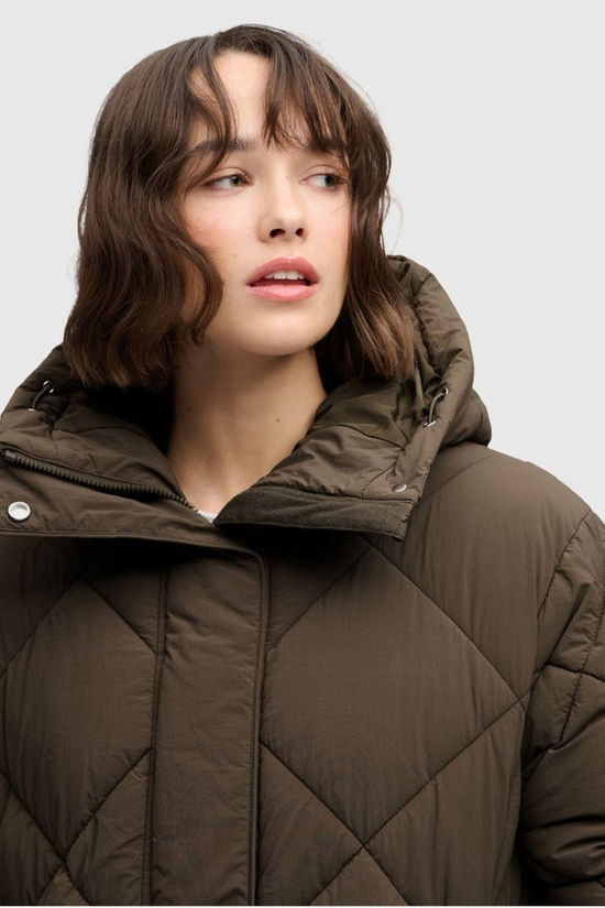 Superdry Veste Longline Diamond Quilt Jas Deep Khaki Green