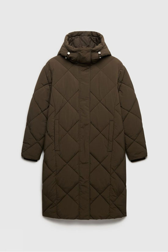 Superdry Veste Longline Diamond Quilt Jas Deep Khaki Green
