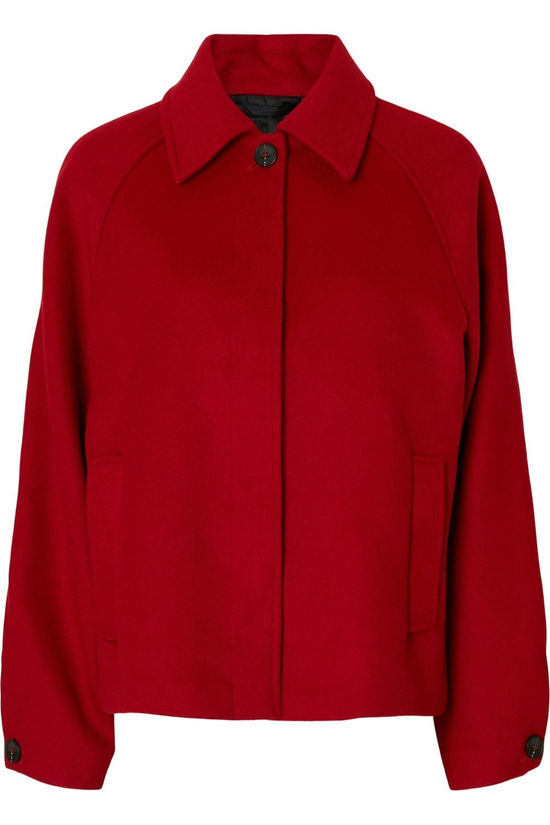 Selected Manteau court Liva Wool Blend #3 Equestrian Red