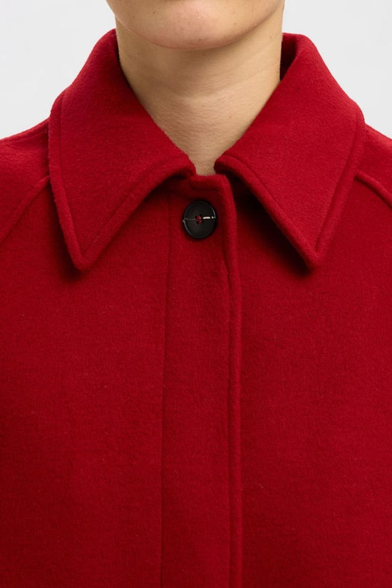 Selected Manteau court Liva Wool Blend #3 Equestrian Red