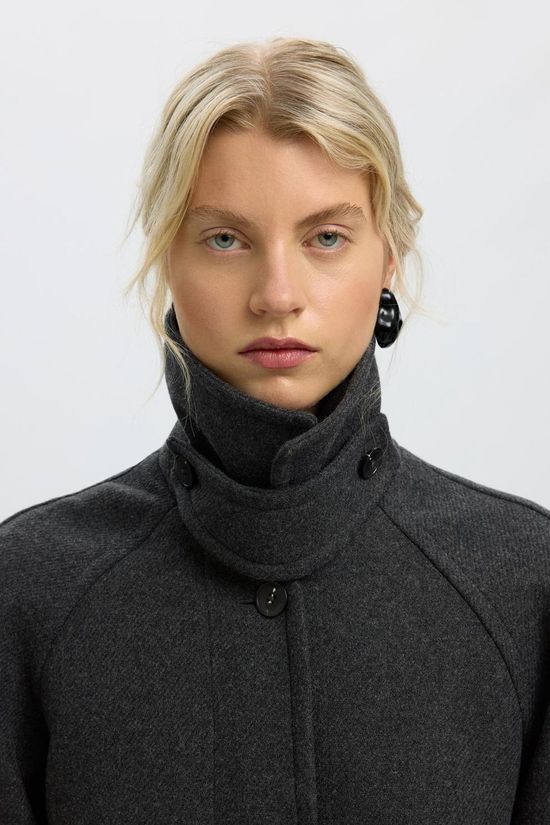 Selected Mantel Slwraey Manteco Coat Dark Grey Melange