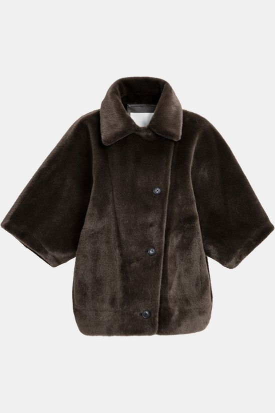 Yaya Manteau Oversized Reversible Faux Fur Sleeveless Jacket Delicioso Brown