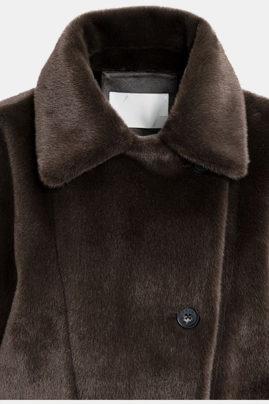 Yaya Manteau Oversized Reversible Faux Fur Sleeveless Jacket Delicioso Brown