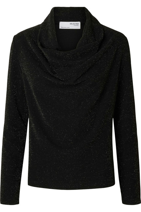 Selected T-Shirt Sandra Cowl Black