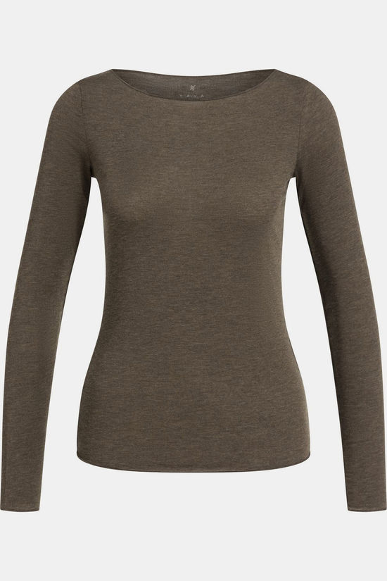 Yaya T-Shirt Long Sleeve Slate Black Brown Melange
