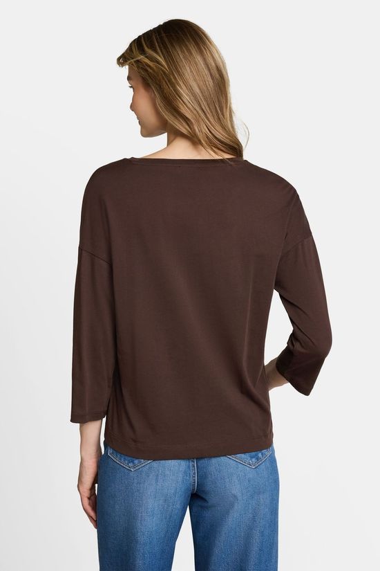 Tom Tailor T-Shirt Stripe With Flower Patches Java Dark Brown