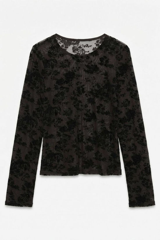 Vero Moda T-Shirt Flora Chocolate Torte Detail:W Black