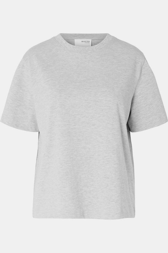 Selected T-Shirt essential Boxy Light Grey Melange