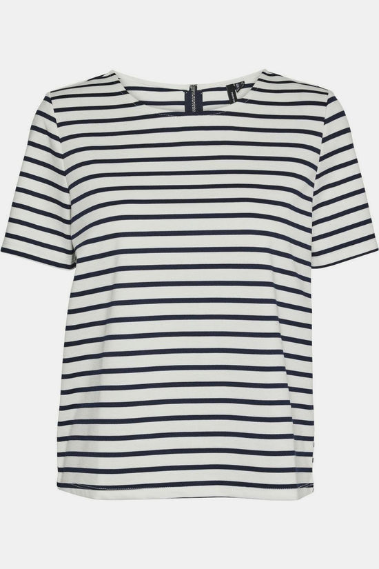 Vero Moda T-Shirt Abby Snow White With Stripes Navy Blazer