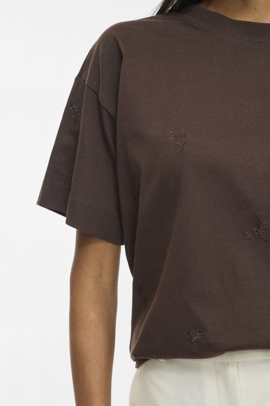 Vila T-Shirt Monie Flower Emb Coffee Bean Detail:Emb Coffee Bean Flowers