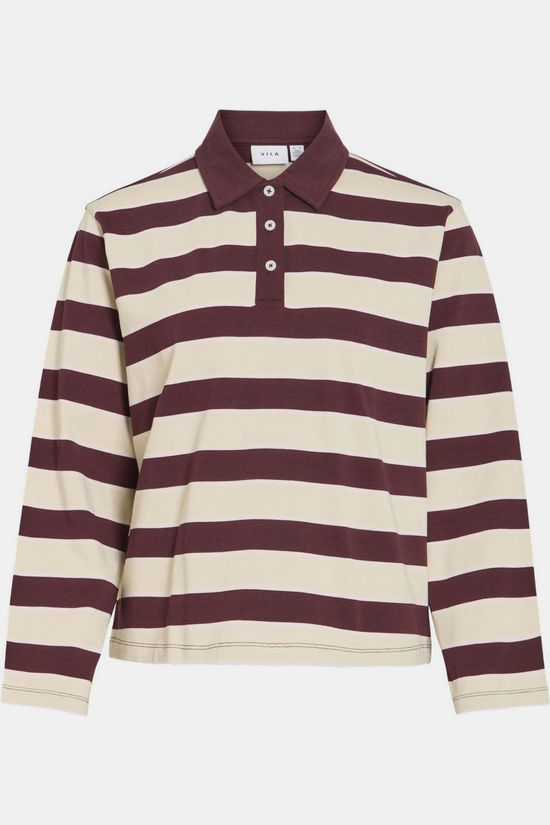 Vila Polo Sinas Polo Birch Stripes:Port Royale+Ballet Slipper